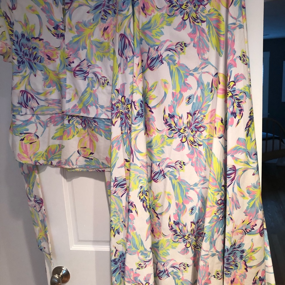 Abbey Glass, tie-wrap top and maxi skirt, small, covered buttons, skirt lined - Picture 10 of 13